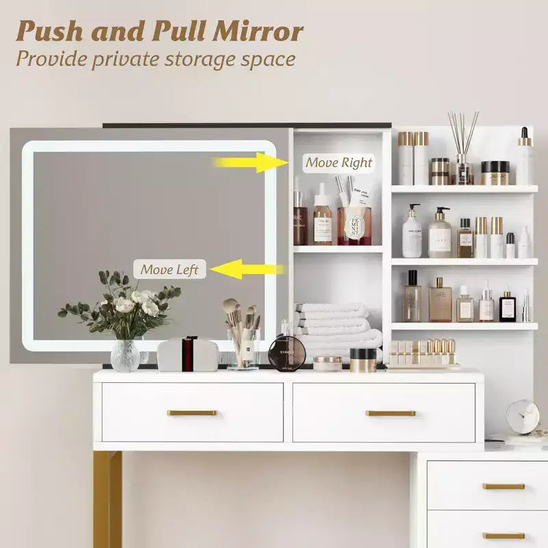MDF Vanity Desk with LED Mirror 46.8''