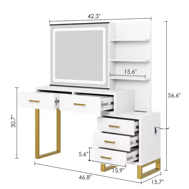 MDF Vanity Desk with LED Mirror 46.8''