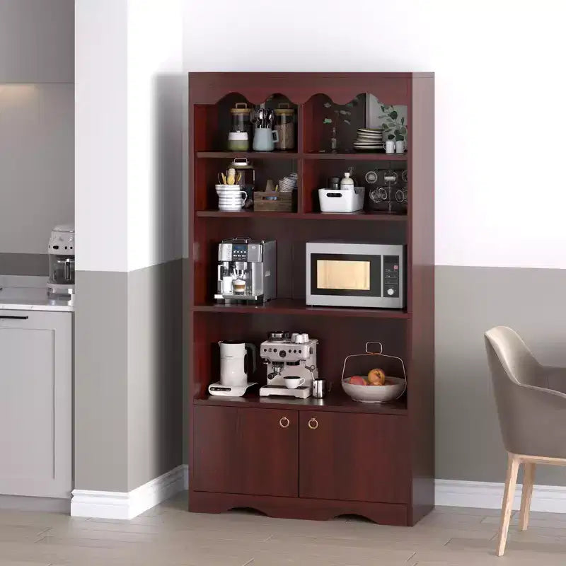 Melamine 5-Tier Bookcase with Cabinet 63''