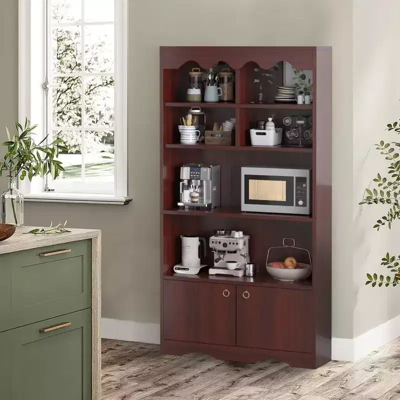 Melamine 5-Tier Bookcase with Cabinet 63''