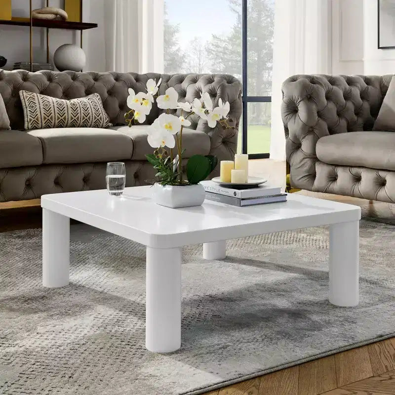 MDF Square Coffee Table with Rounded Corners 37.8''