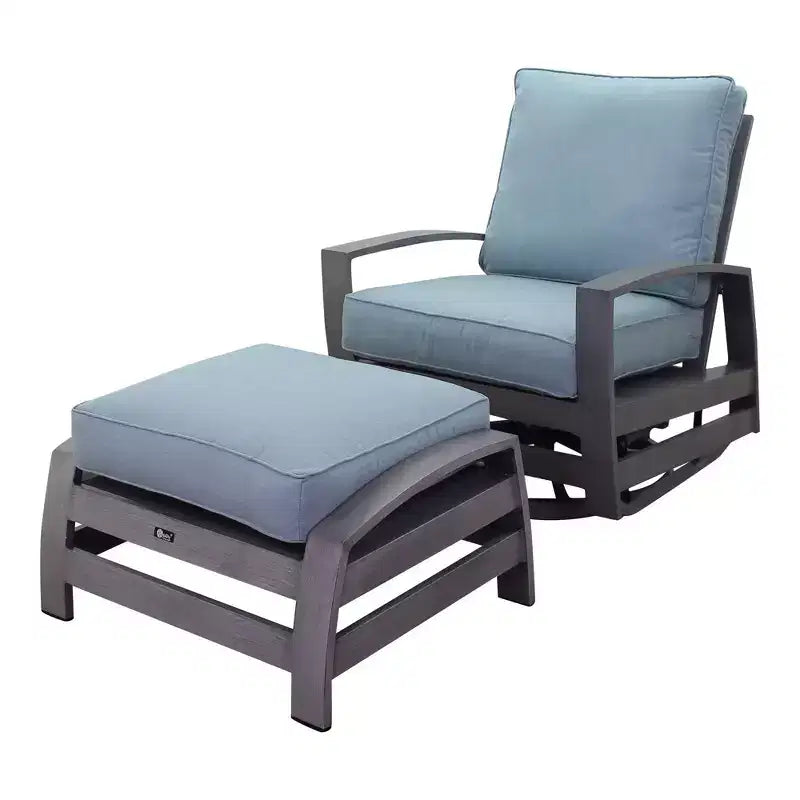 Courtyard Casual Cabo 2 pc Swivel Glider and Ottoman Set Aluminum Frame with Sunbrella Cushions