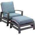 Courtyard Casual Cabo 2 pc Club Chair and Ottoman Set Aluminum Frame with Sunbrella Cushions