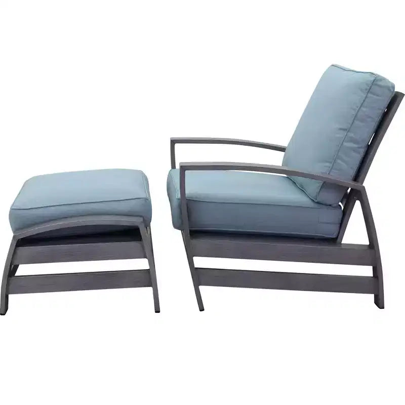 Ensemble fauteuil et ottoman d'extérieur Courtyard Casual Cabo 2 pièces, cadre en aluminium avec coussins Sunbrella