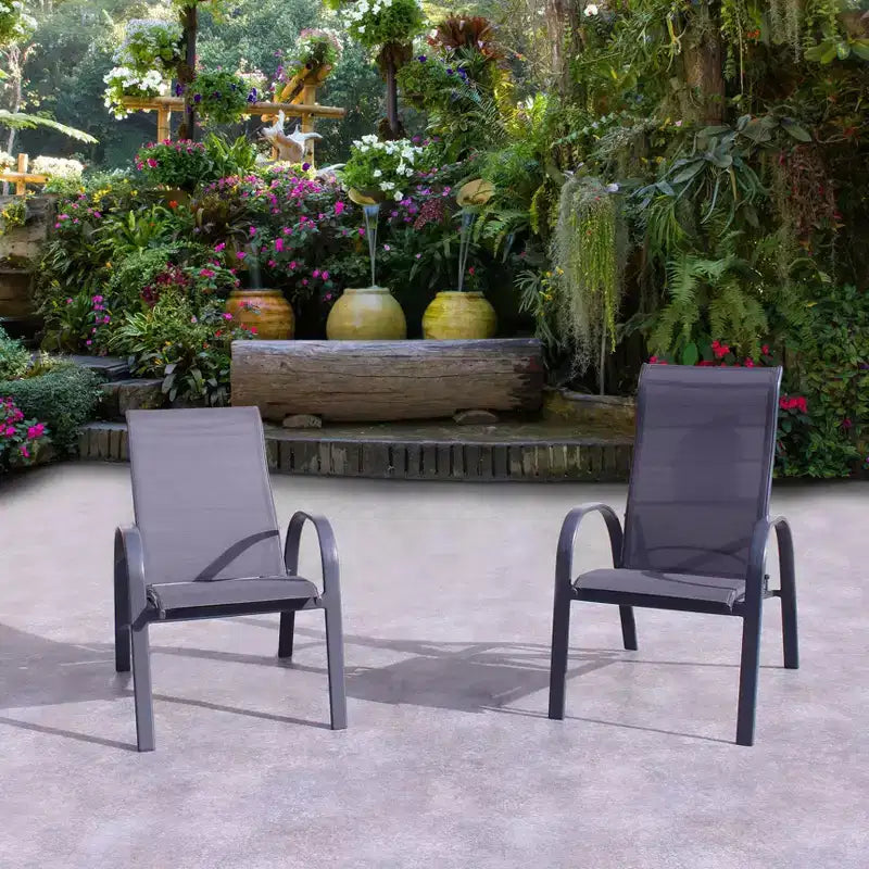 Ensemble de chaises longues de jardin 5 pièces Courtyard Casual Santa Fe avec ottomans Comprend deux chaises longues inclinables et deux ottomans et une table d'appoint