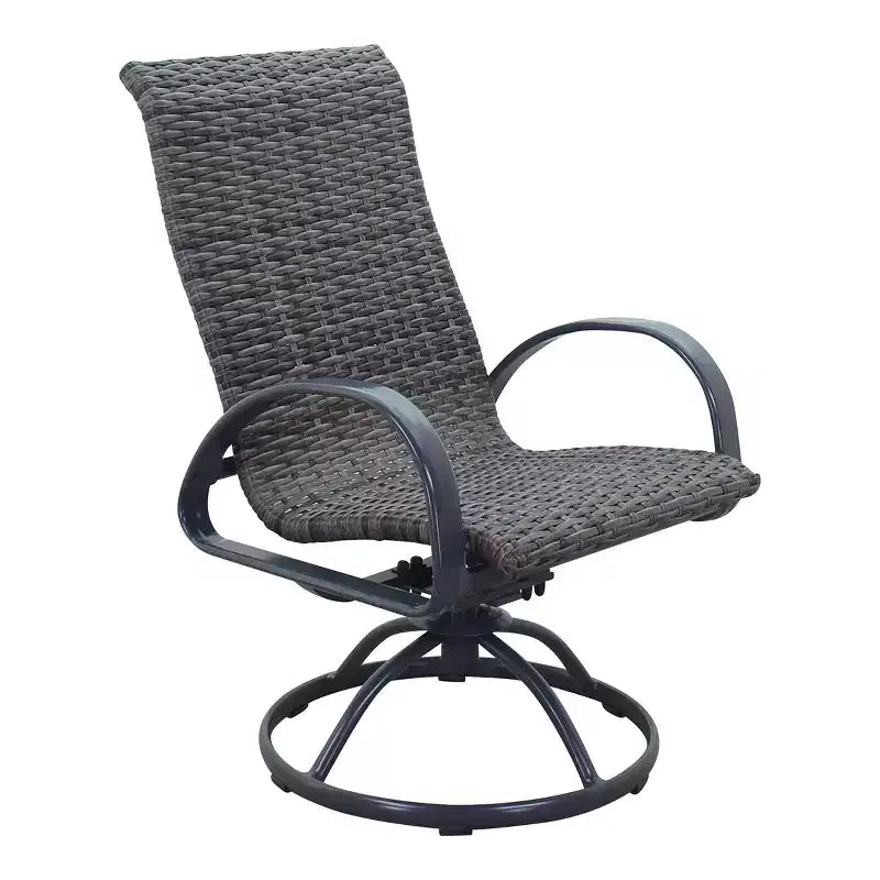 Ensemble de foyer carré 5 pièces Courtyard Casual Santa Fe avec fauteuils à bascule en osier pivotants Comprend un foyer carré et quatre fauteuils à bascule pivotants avec sièges en osier