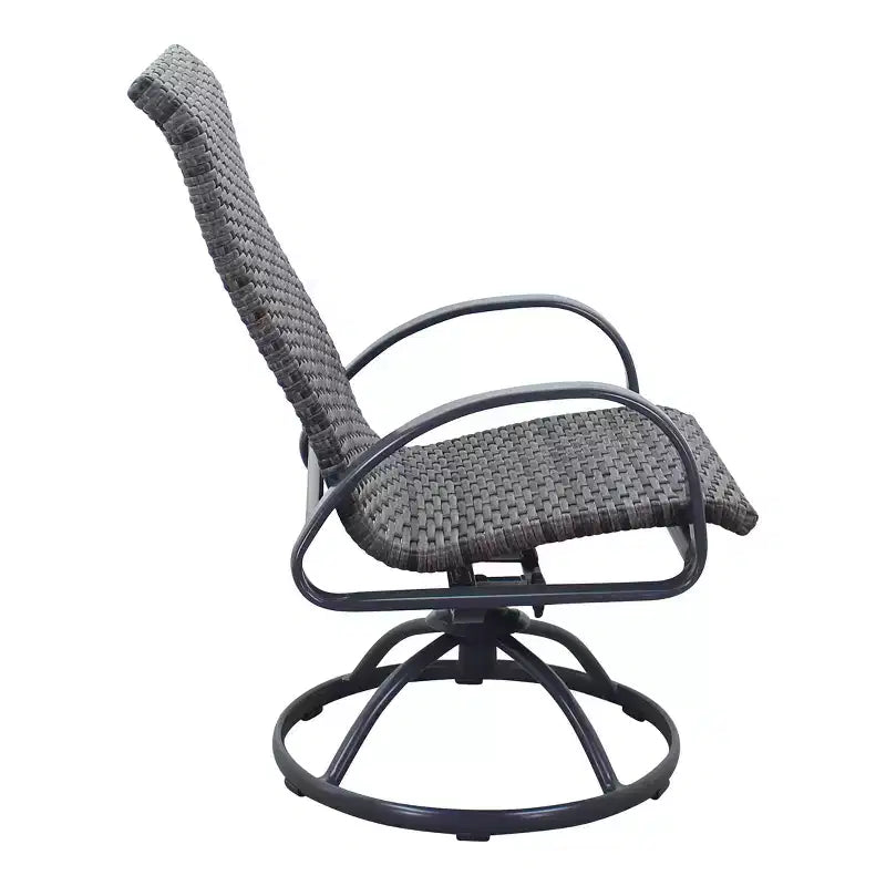 Ensemble de foyer carré 5 pièces Courtyard Casual Santa Fe avec fauteuils à bascule en osier pivotants Comprend un foyer carré et quatre fauteuils à bascule pivotants avec sièges en osier