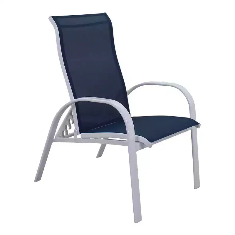 Ensemble de foyer rectangulaire 5 pièces Courtyard Casual Santa Fe avec chaises inclinables en toile comprend un foyer rectangulaire et quatre chaises inclinables en toile