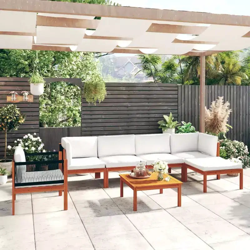 vidaXL Salon de jardin crème, bois naturel Bois d'acacia massif Standard