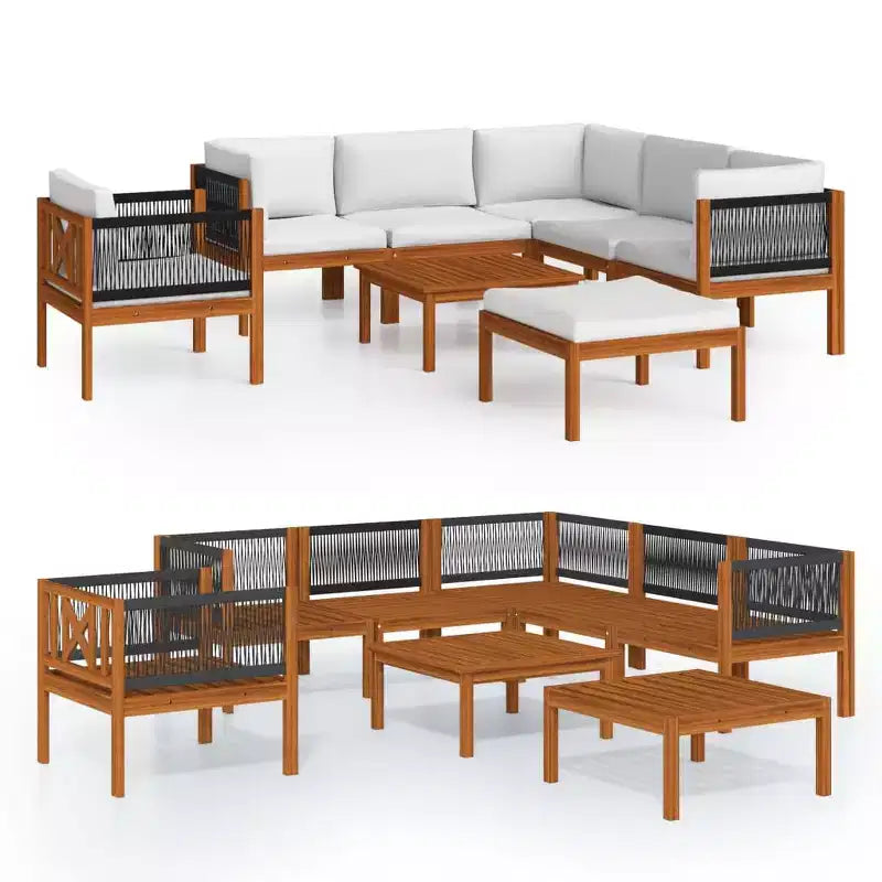 vidaXL Garden Lounge Set Cream Solid acacia wood Medium Modular