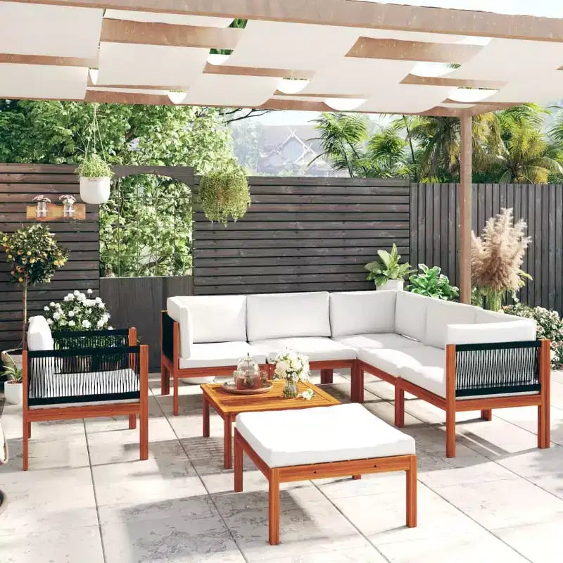 vidaXL Ensemble de jardin modulable en bois d'acacia massif crème Moyen