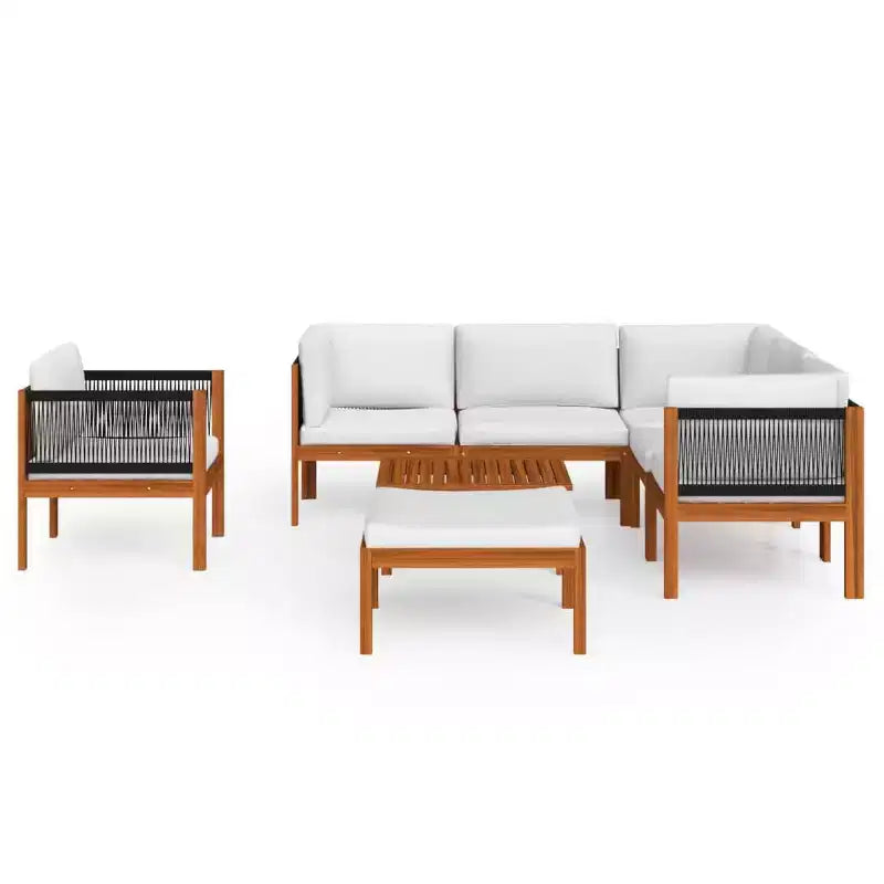 vidaXL Ensemble de jardin modulable en bois d'acacia massif crème Moyen