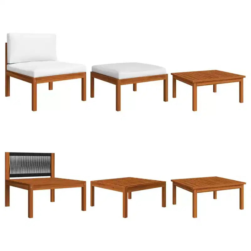 vidaXL Ensemble de jardin modulable en bois d'acacia massif crème Moyen