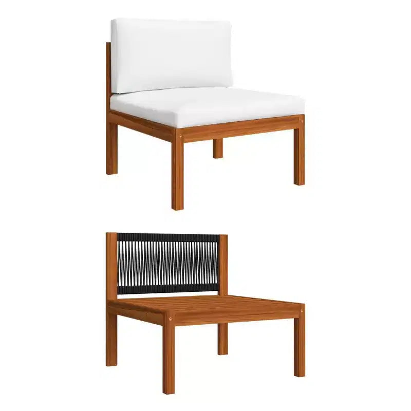 vidaXL Salon de jardin en bois d'acacia massif - 6 pièces avec coussins crème, meubles d'extérieur résistants aux intempéries pour jardin, patio, salon, design rustique
