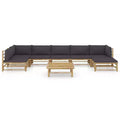 vidaXL Bamboo Patio Lounge Set with Dark Gray Cushions - 8 Piece Outdoor Furniture Collection - Modular Design for Variable Arrangements