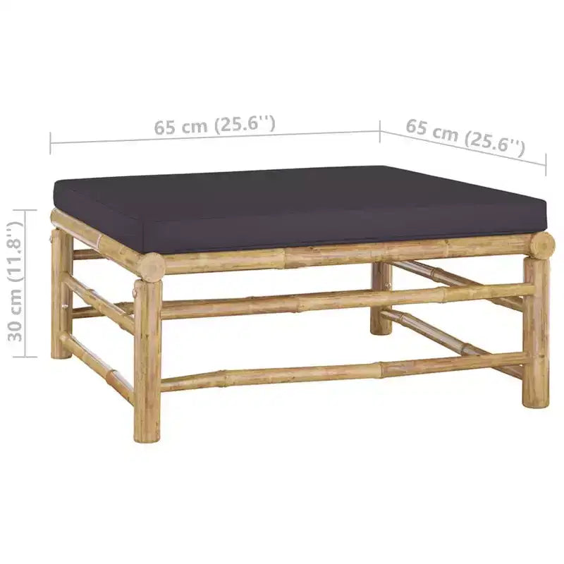 vidaXL Salon de jardin en bambou avec coussins gris foncé - Collection de 8 meubles d'extérieur - Conception modulaire pour des arrangements variables
