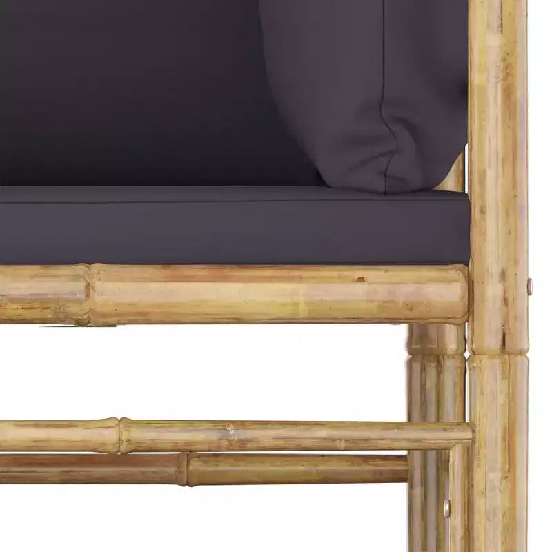vidaXL Salon de jardin en bambou avec coussins gris foncé - Collection de 8 meubles d'extérieur - Conception modulaire pour des arrangements variables