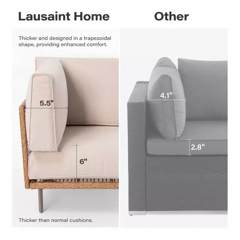 LAUSAINT HOME Ensemble de conversation 10 pièces en osier pour patio