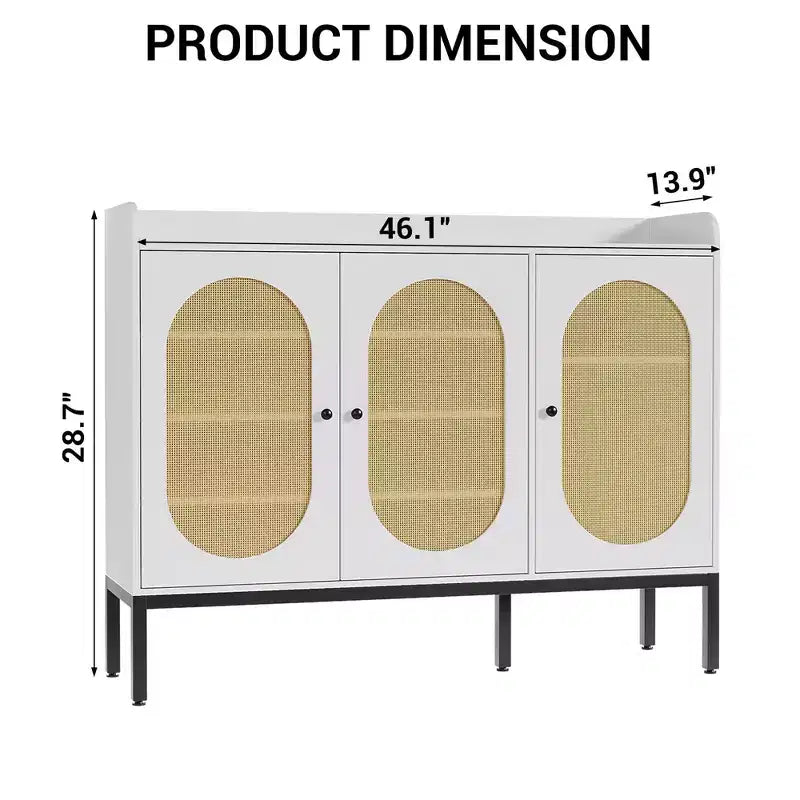 MDF 7-Tier Shoe Cabinet with Rattan Doors 46.1''