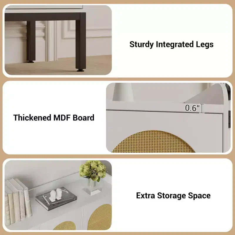 MDF 7-Tier Shoe Cabinet with Rattan Doors 46.1''