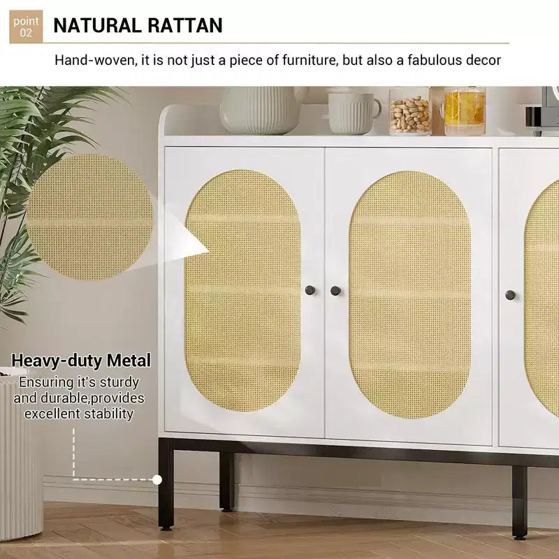MDF 7-Tier Shoe Cabinet with Rattan Doors 46.1''
