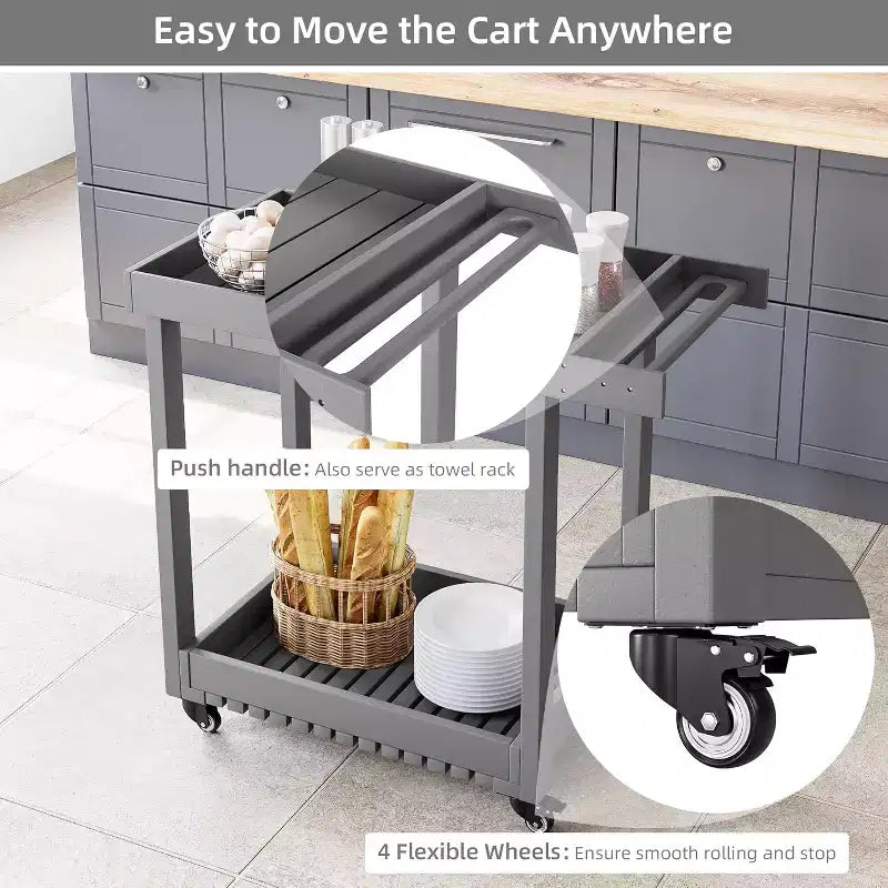 HDPE 2-Shelf Utility Cart with Wheels 500 lbs 34.3''