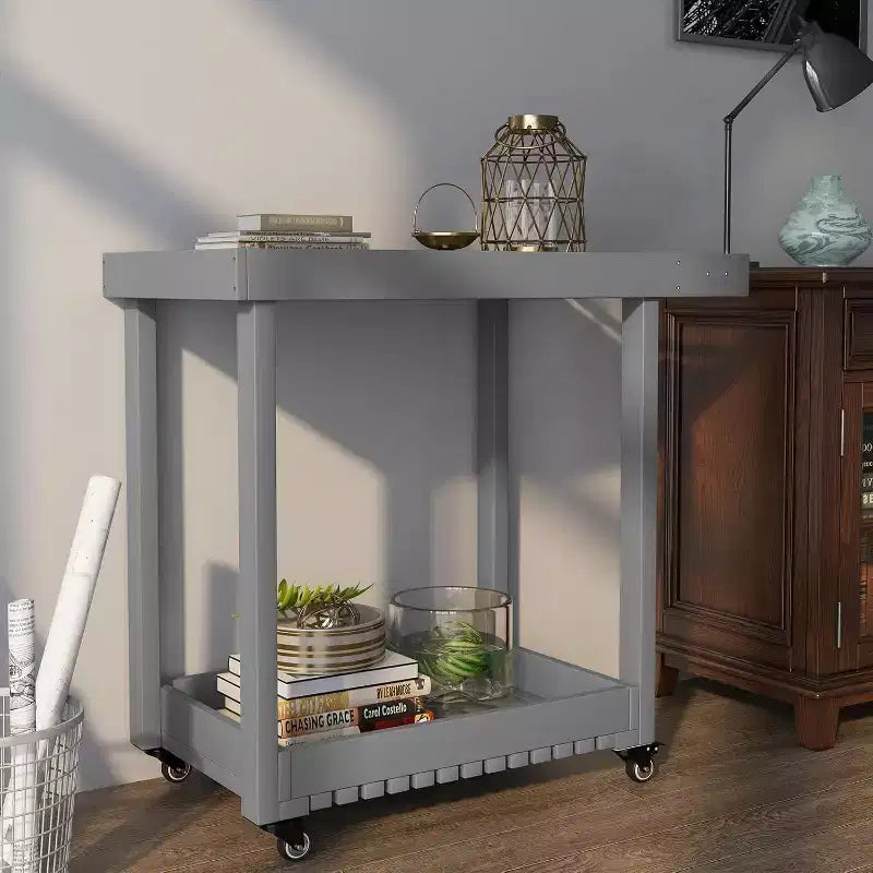 HDPE 2-Shelf Utility Cart with Wheels 500 lbs 34.3''