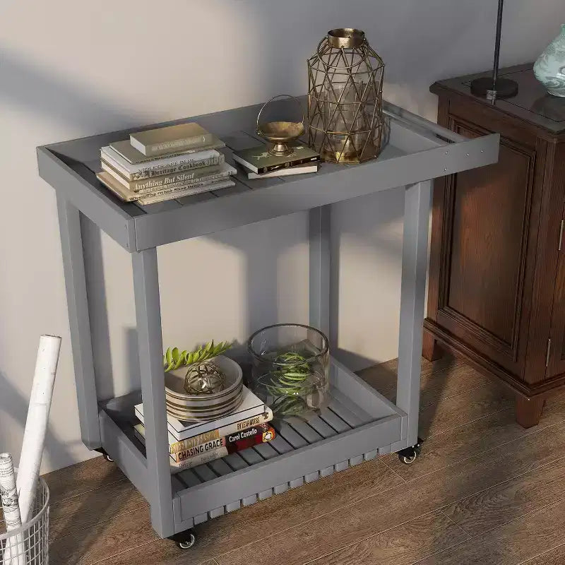 HDPE 2-Shelf Utility Cart with Wheels 500 lbs 34.3''