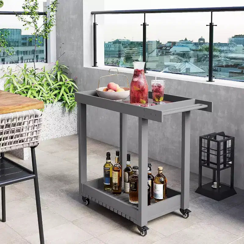 HDPE 2-Shelf Utility Cart with Wheels 500 lbs 34.3''