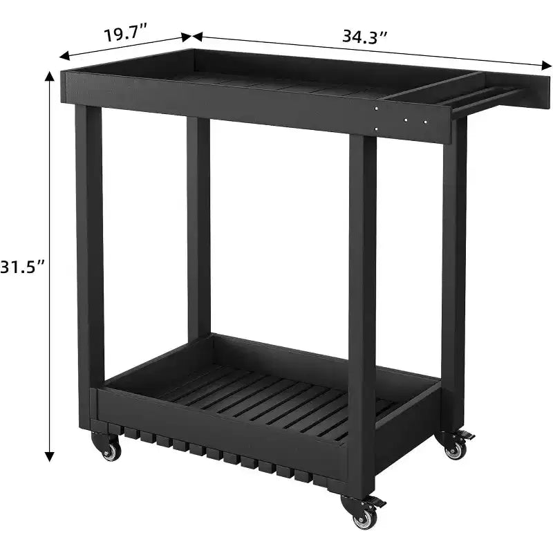 HDPE 2-Shelf Utility Cart with Wheels 500 lbs 34.3''
