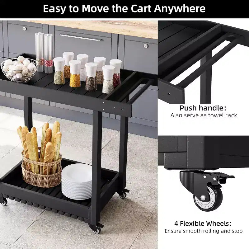 HDPE 2-Shelf Utility Cart with Wheels 500 lbs 34.3''