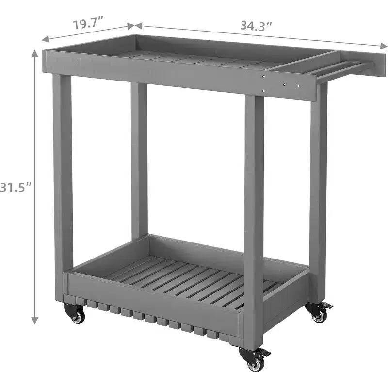 HDPE 2-Shelf Utility Cart with Wheels 500 lbs 34.3''