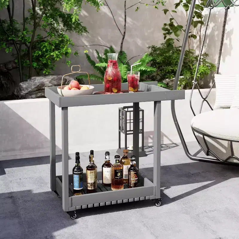 HDPE 2-Shelf Utility Cart with Wheels 500 lbs 34.3''