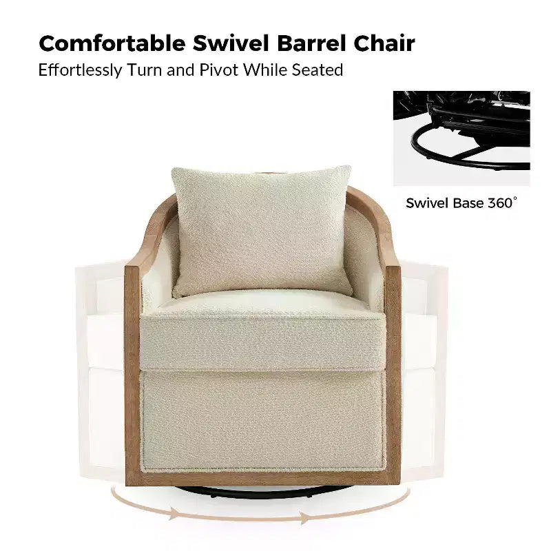 Solid Wood Rattan Upholstered Armchair 29''