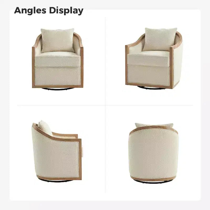 Solid Wood Rattan Upholstered Armchair 29''