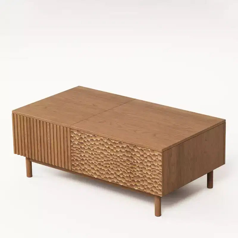 MDF Fluted Lift-Top Coffee Table with Drawers 51.1''