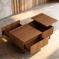 MDF Fluted Lift-Top Coffee Table with Drawers 51.1''