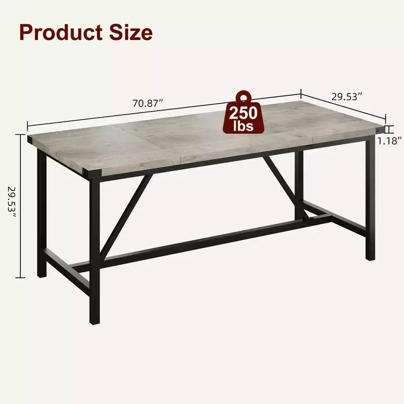 Engineered Wood Metal Dining Table 70.87''