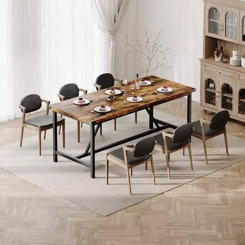 Engineered Wood Metal Dining Table 70.87''