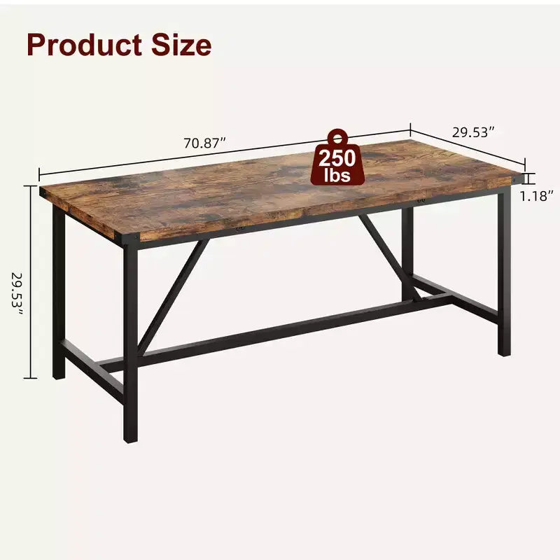 Engineered Wood Metal Dining Table 70.87''