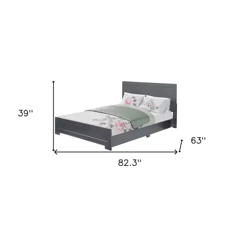 Wood Composite Queen Bed Frame with Inlaid Panels 82.3''