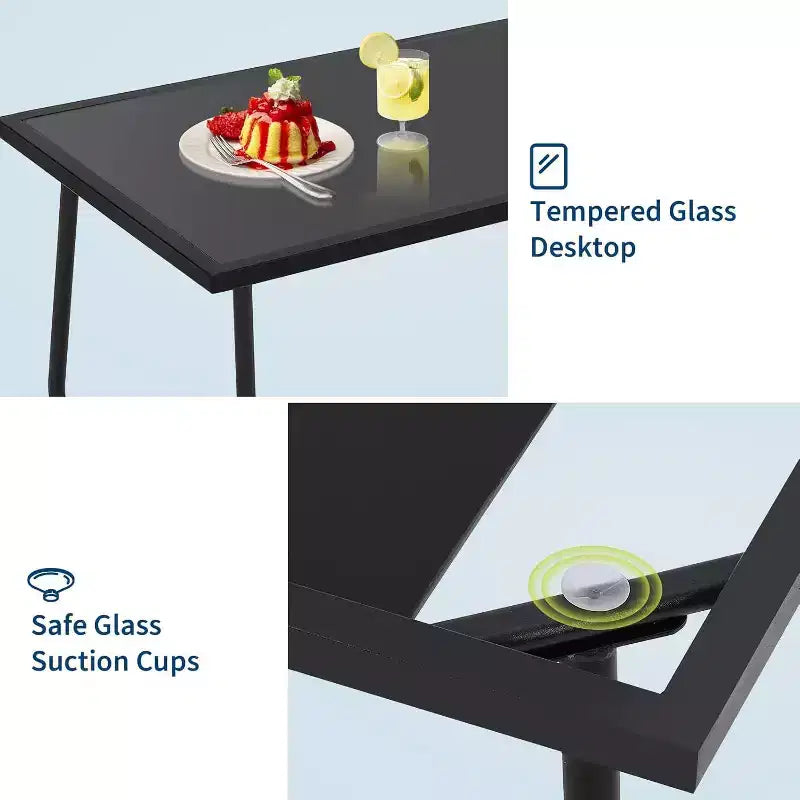 Ensemble de mobilier de jardin Acekool 4 pièces avec sièges en tissu, table basse en verre, causeuse et 2 chaises pour jardin, balcon, porche - Gris
