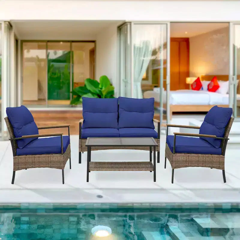 EAGLE PEAK Ensemble de conversation d'extérieur Mojave Dusk 4 pièces, mobilier de jardin en osier