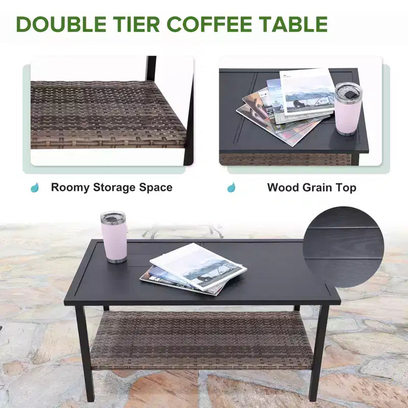 EAGLE PEAK Ensemble de conversation d'extérieur Mojave Dusk 4 pièces, mobilier de jardin en osier