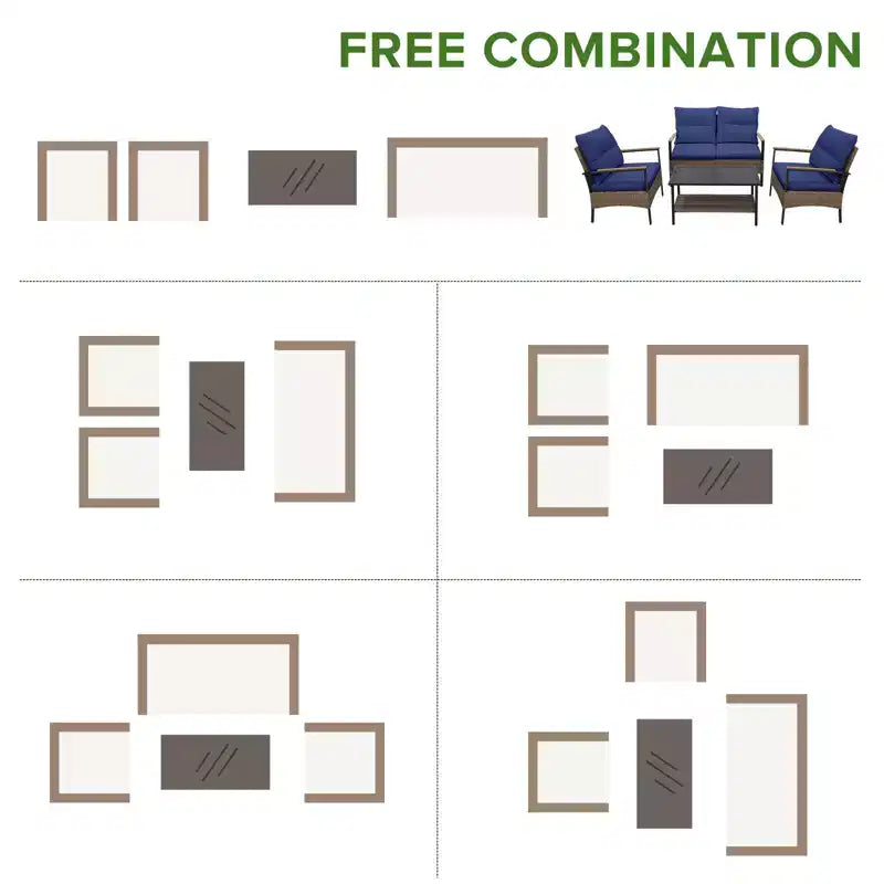 EAGLE PEAK Ensemble de conversation d'extérieur Mojave Dusk 4 pièces, mobilier de jardin en osier