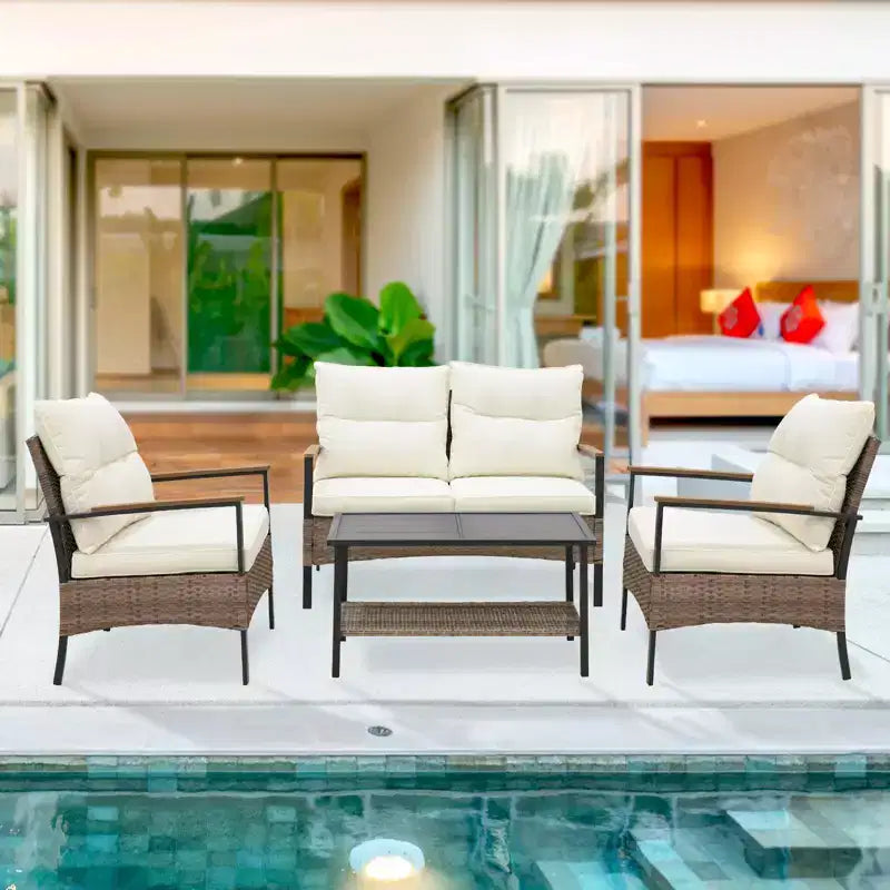 EAGLE PEAK Ensemble de conversation d'extérieur Mojave Dusk 4 pièces, mobilier de jardin en osier