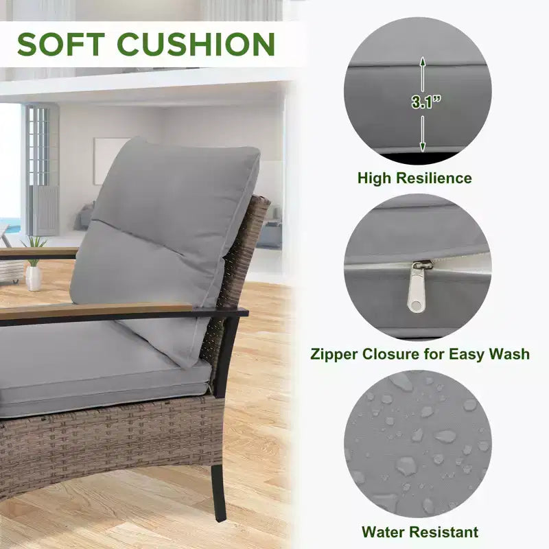 EAGLE PEAK Ensemble de conversation d'extérieur Mojave Dusk 4 pièces, mobilier de jardin en osier