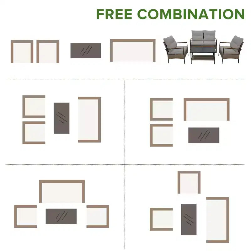 EAGLE PEAK Ensemble de conversation d'extérieur Mojave Dusk 4 pièces, mobilier de jardin en osier