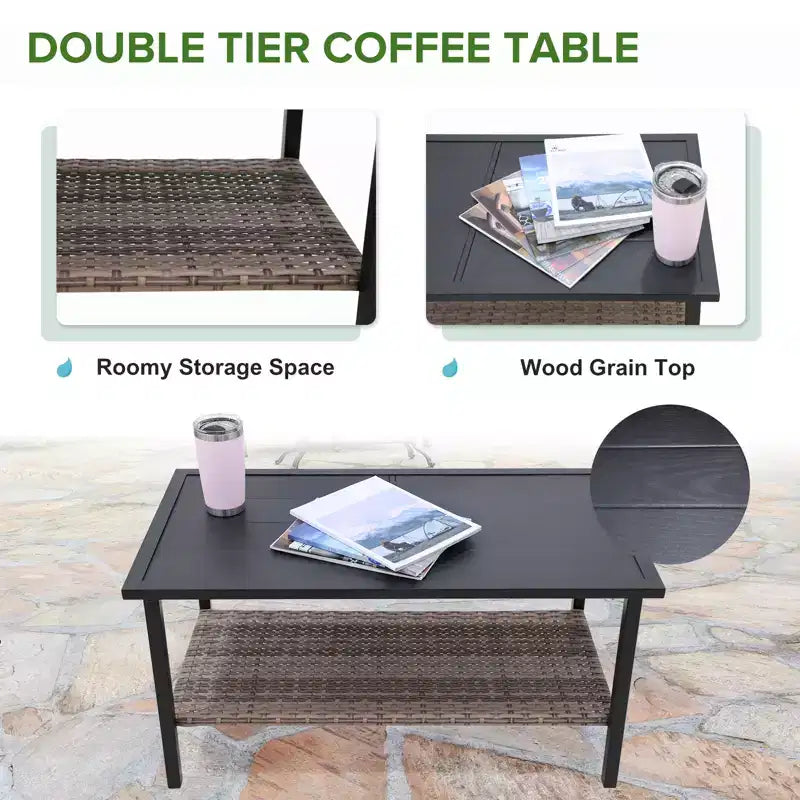 EAGLE PEAK Ensemble de conversation d'extérieur Mojave Dusk 4 pièces, mobilier de jardin en osier