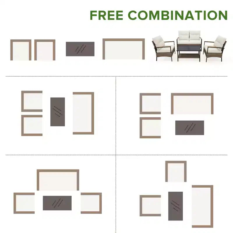 EAGLE PEAK Ensemble de conversation d'extérieur Mojave Dusk 4 pièces, mobilier de jardin en osier